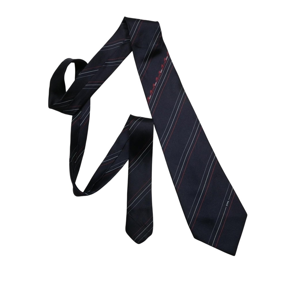 Nina Ricci Tie Mens One Size Blue Stripe Silk STIHL Chainsaw Novelty Necktie